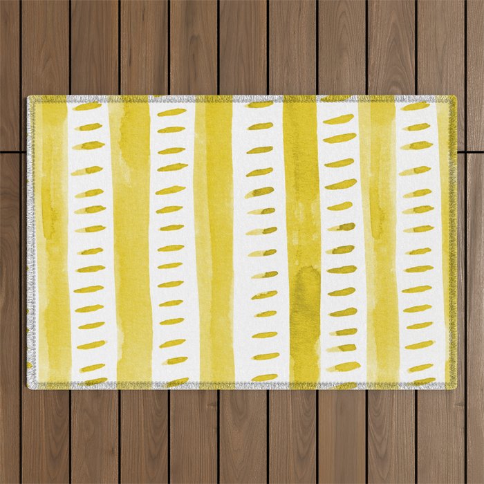 Watercolor lines - yellow Outdoor Rug