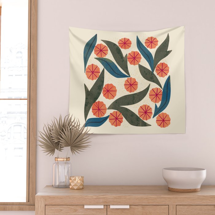 Ruby Floral Wall Tapestry Gallery Image 2