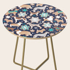 Catching ice and sweetness // navy blue background gingerbread white brown grey and dogs and snowflakes turquoise details Side Table Gallery Image 2