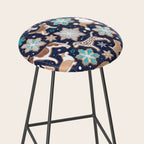 Catching ice and sweetness // navy blue background gingerbread white brown grey and dogs and snowflakes turquoise details Stool Gallery Image 2