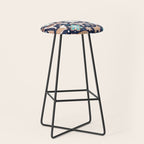 Catching ice and sweetness // navy blue background gingerbread white brown grey and dogs and snowflakes turquoise details Stool Gallery Image 1