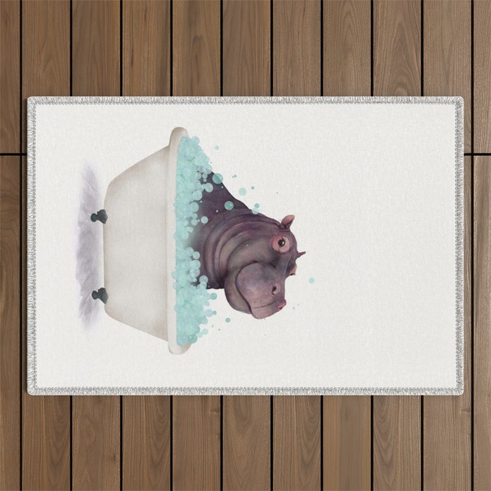 Hippo in the Bathtub  Outdoor Rug Gallery Image 1