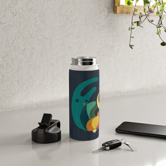 Rabbit and crescent moon Water Bottle Gallery Image 5