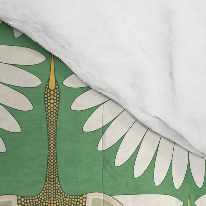 art deco cranes green Comforter Gallery Image 4