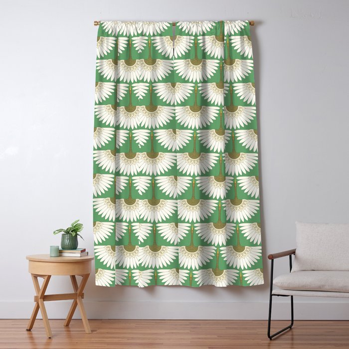 art deco cranes green Window Curtain Gallery Image 5