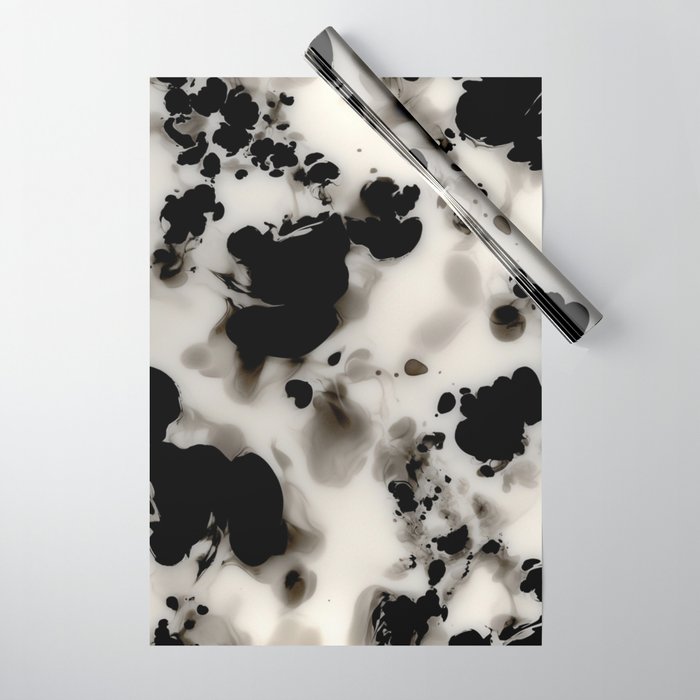 Black and White Tortoiseshell Abstract Elegant Wrapping Paper Gallery Image 1