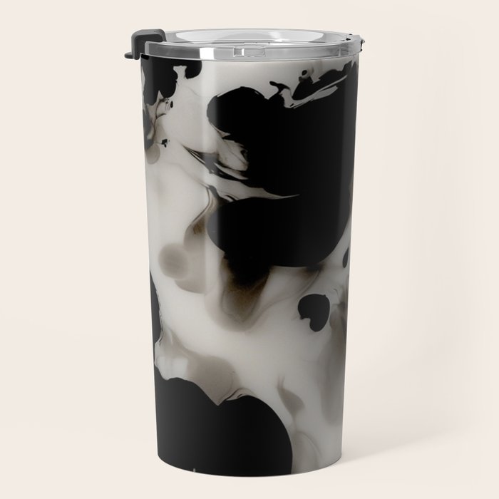 Black and White Tortoiseshell Abstract Elegant Travel Mug Gallery Image 3