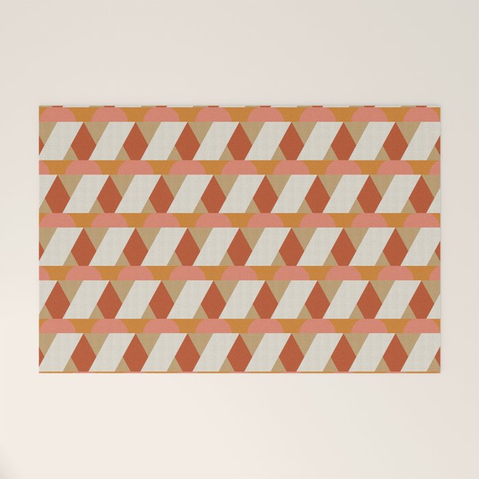 Geometric orange seamless repeat pattern Welcome Mat Gallery Image 1