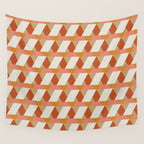 Geometric orange seamless repeat pattern Wall Tapestry Gallery Image 4