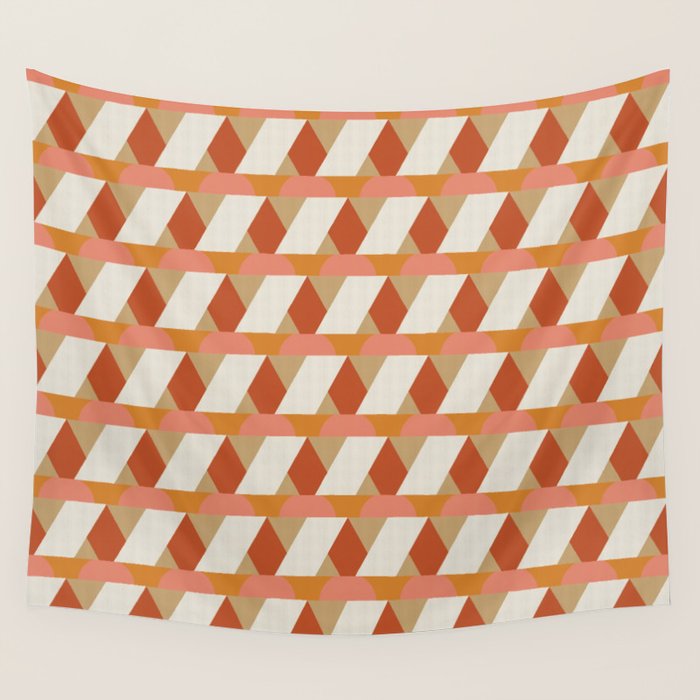 Geometric orange seamless repeat pattern Wall Tapestry Gallery Image 4