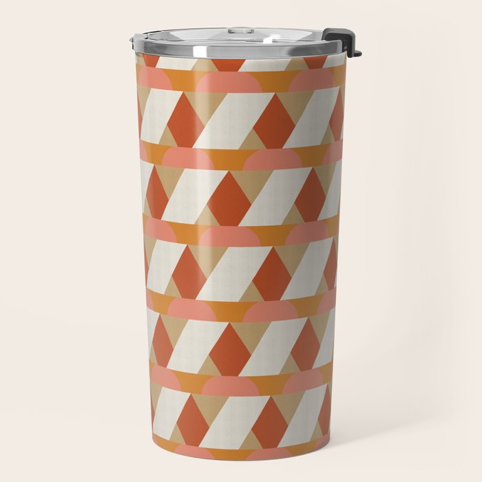 Geometric orange seamless repeat pattern Travel Mug Gallery Image 2