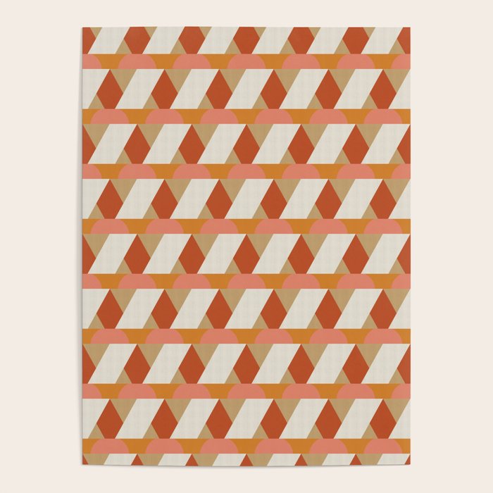 Geometric orange seamless repeat pattern Poster Gallery Image 1