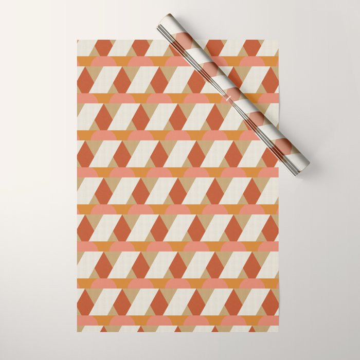 Geometric orange seamless repeat pattern Wrapping Paper Gallery Image 1