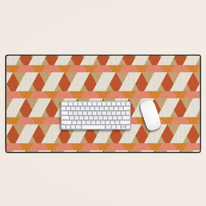 Geometric orange seamless repeat pattern Desk Mat Gallery Image 1
