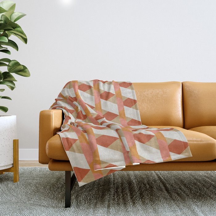 Geometric orange seamless repeat pattern Throw Blanket Gallery Image 1