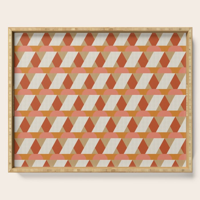 Geometric orange seamless repeat pattern Serving Tray Gallery Image 1