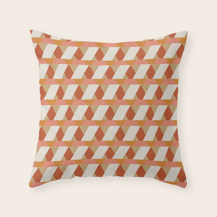 Geometric orange seamless repeat pattern Throw Pillow Gallery Image 6