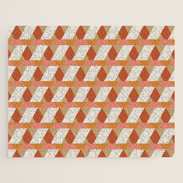 Geometric orange seamless repeat pattern Jigsaw Puzzle Gallery Image 1