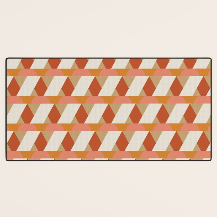 Geometric orange seamless repeat pattern Desk Mat Gallery Image 3