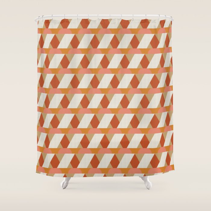 Geometric orange seamless repeat pattern Shower Curtain Gallery Image 1