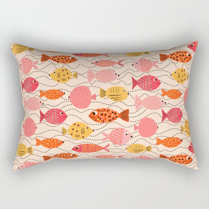 Go Fish - Pink, Red and Yellow  Rectangular Pillow Gallery Image 1