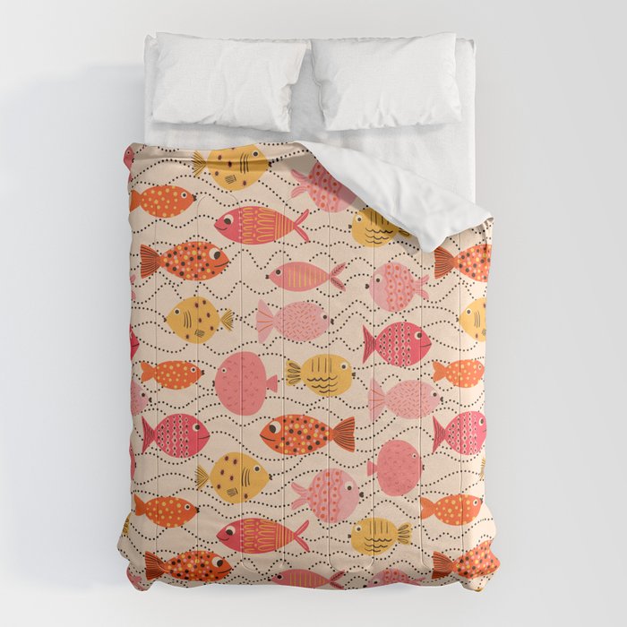 Go Fish - Pink, Red and Yellow  Comforter Gallery Image 1