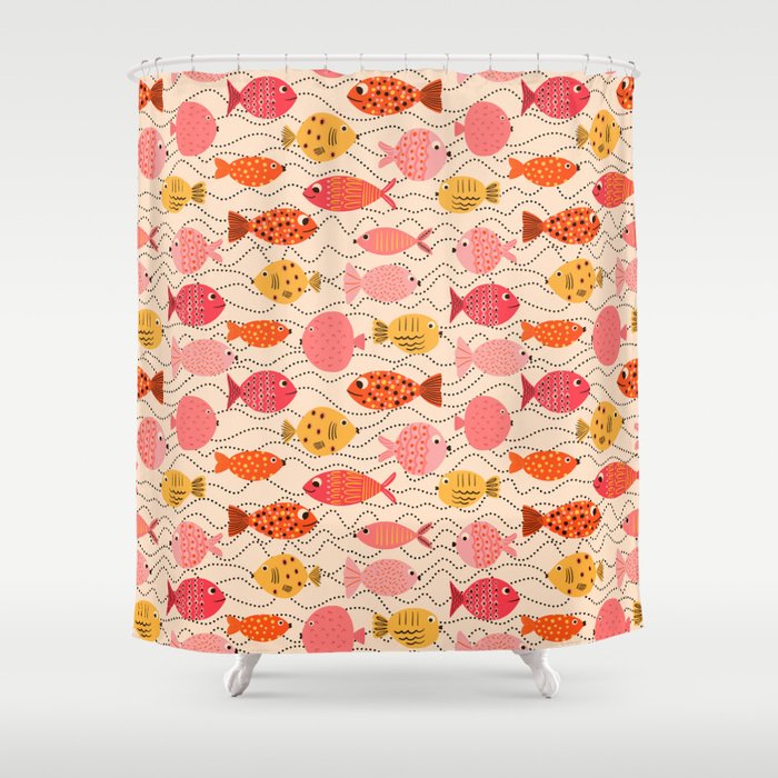 Go Fish - Pink, Red and Yellow  Shower Curtain Gallery Image 1