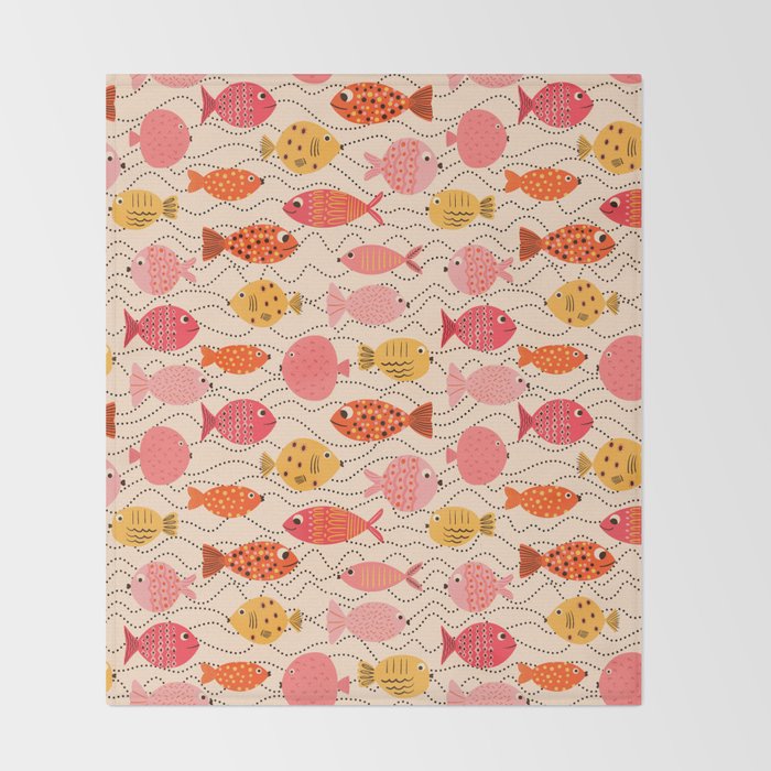 Go Fish - Pink, Red and Yellow  Throw Blanket Gallery Image 2