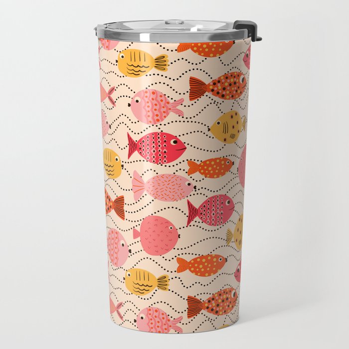 Go Fish - Pink, Red and Yellow  Travel Mug Gallery Image 2