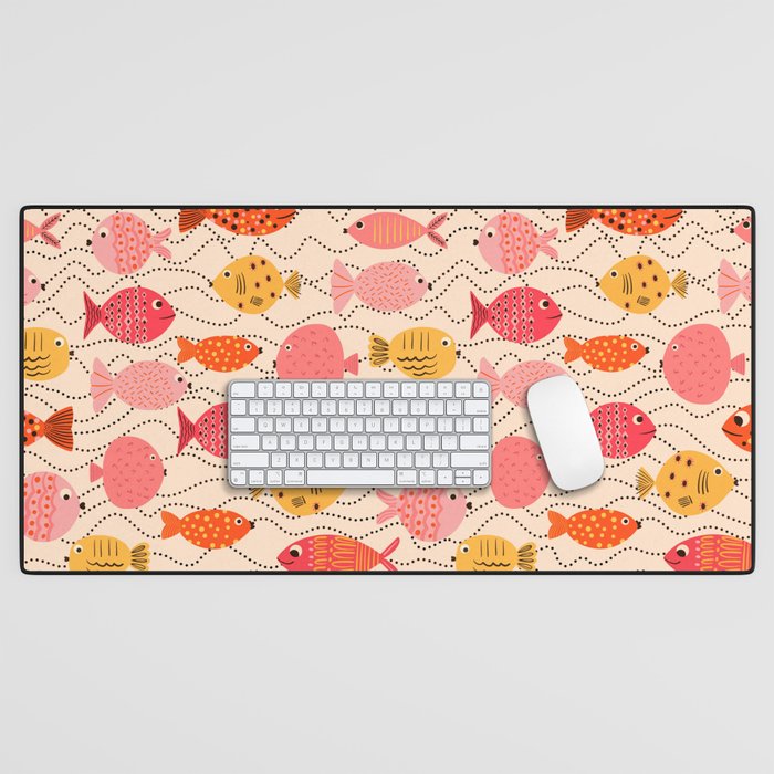 Go Fish - Pink, Red and Yellow  Desk Mat Gallery Image 1