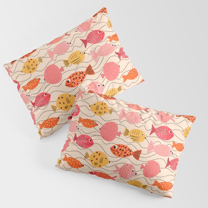 Go Fish - Pink, Red and Yellow  Pillow Sham Gallery Image 1