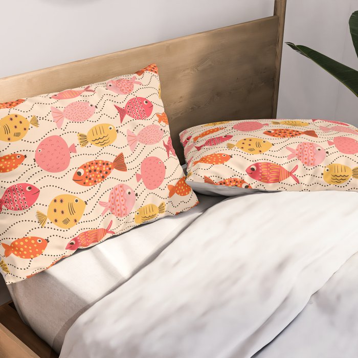 Go Fish - Pink, Red and Yellow  Pillow Sham Gallery Image 2