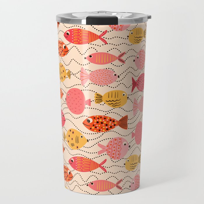 Go Fish - Pink, Red and Yellow  Travel Mug Gallery Image 1