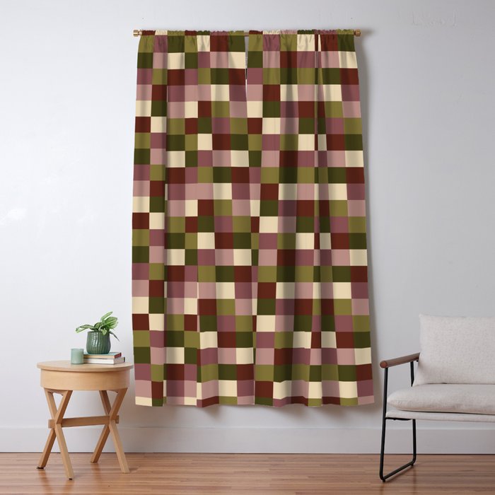Bold Earthy Checks Pattern - Small V Window Curtain Gallery Image 5