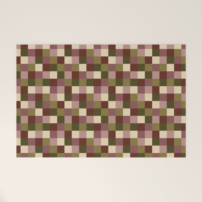 Bold Earthy Checks Pattern - Small V Welcome Mat Gallery Image 1