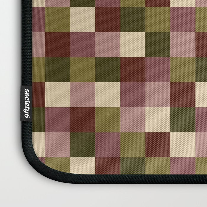 Bold Earthy Checks Pattern - Small V Laptop Sleeve Gallery Image 3