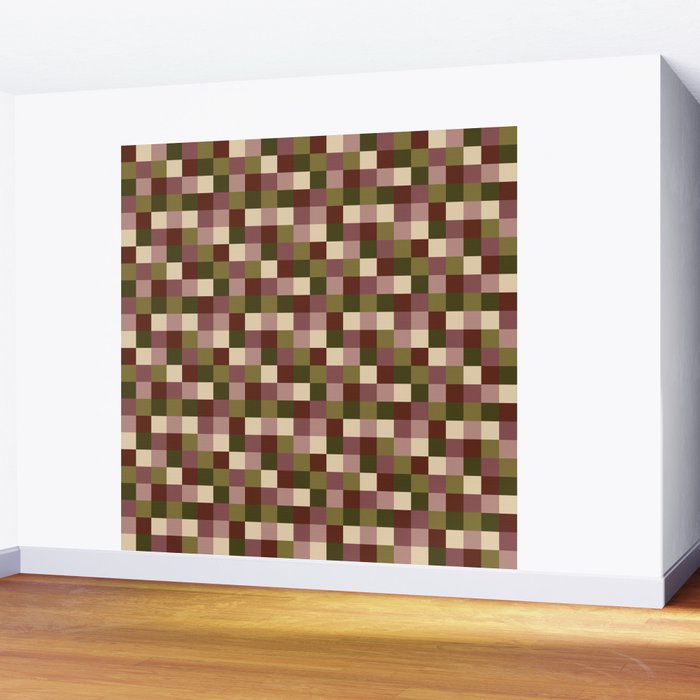 Bold Earthy Checks Pattern - Small V Wall Mural Gallery Image 2