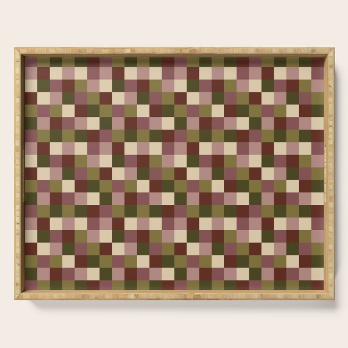 Bold Earthy Checks Pattern - Small V Serving Tray Gallery Image 1