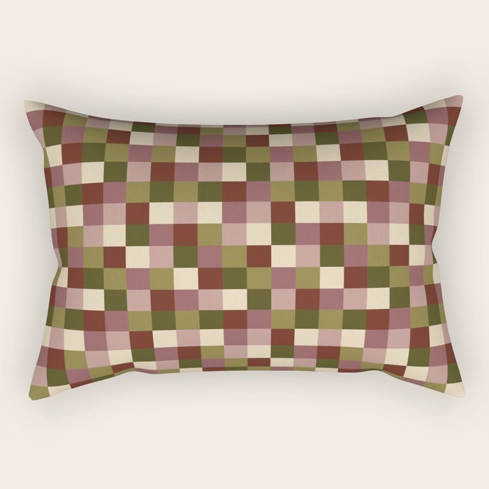 Bold Earthy Checks Pattern - Small V Rectangular Pillow Gallery Image 2