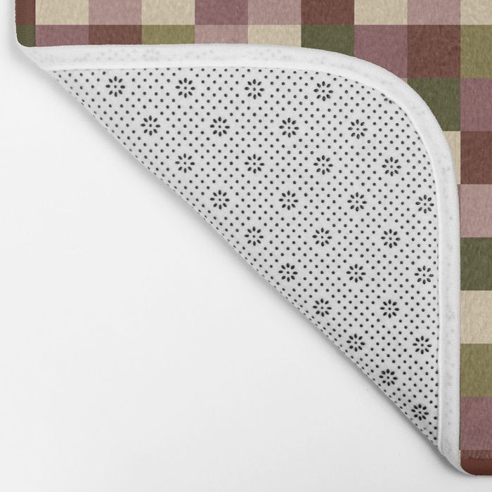 Bold Earthy Checks Pattern - Small V Bath Mat Gallery Image 2