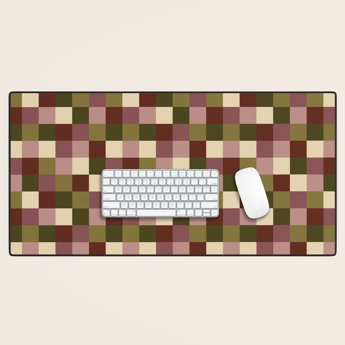 Bold Earthy Checks Pattern - Small V Desk Mat Gallery Image 1