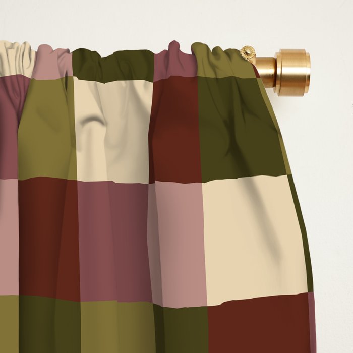 Bold Earthy Checks Pattern - Small V Window Curtain Gallery Image 2