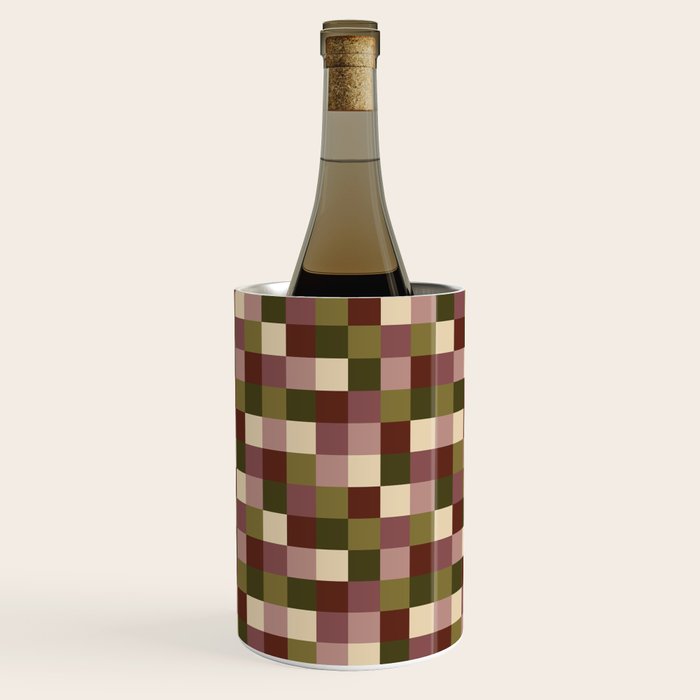 Bold Earthy Checks Pattern - Small V Wine Chiller Gallery Image 1
