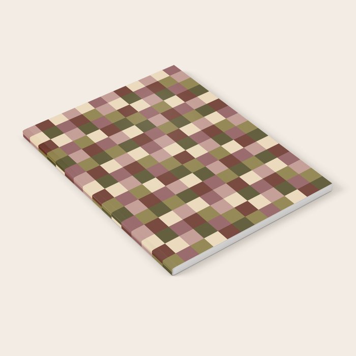 Bold Earthy Checks Pattern - Small V Notebook Gallery Image 1