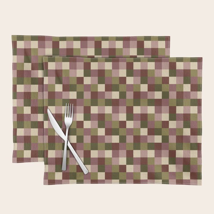 Bold Earthy Checks Pattern - Small V Placemat Gallery Image 1