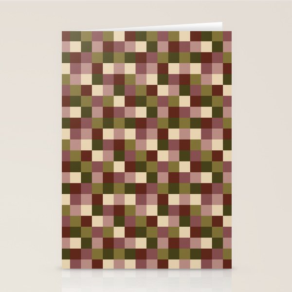 Bold Earthy Checks Pattern - Small V Stationery Card Gallery Image 2