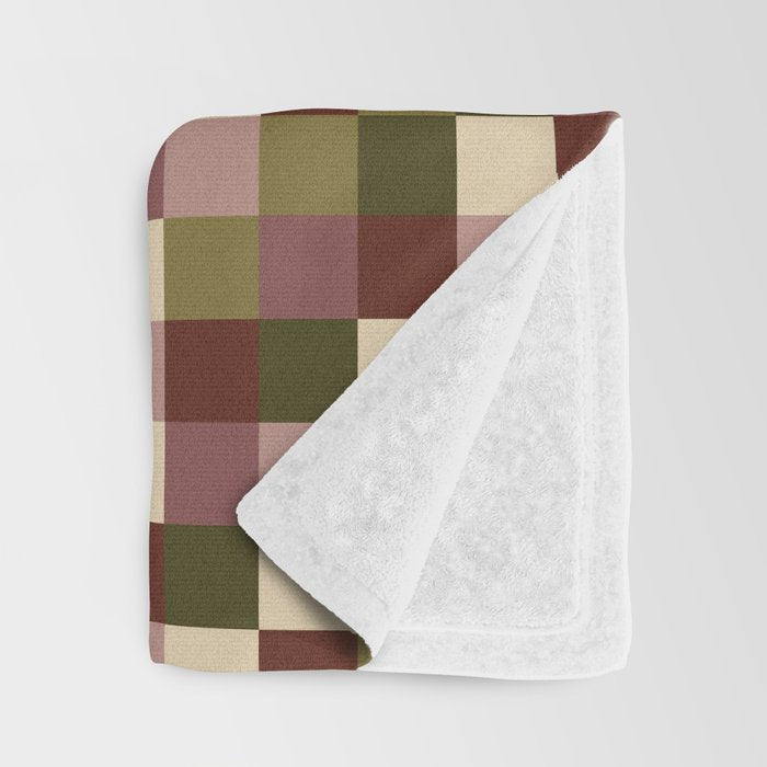 Bold Earthy Checks Pattern - Small V Throw Blanket Gallery Image 3