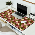 Bold Earthy Checks Pattern - Small V Desk Mat Gallery Image 2