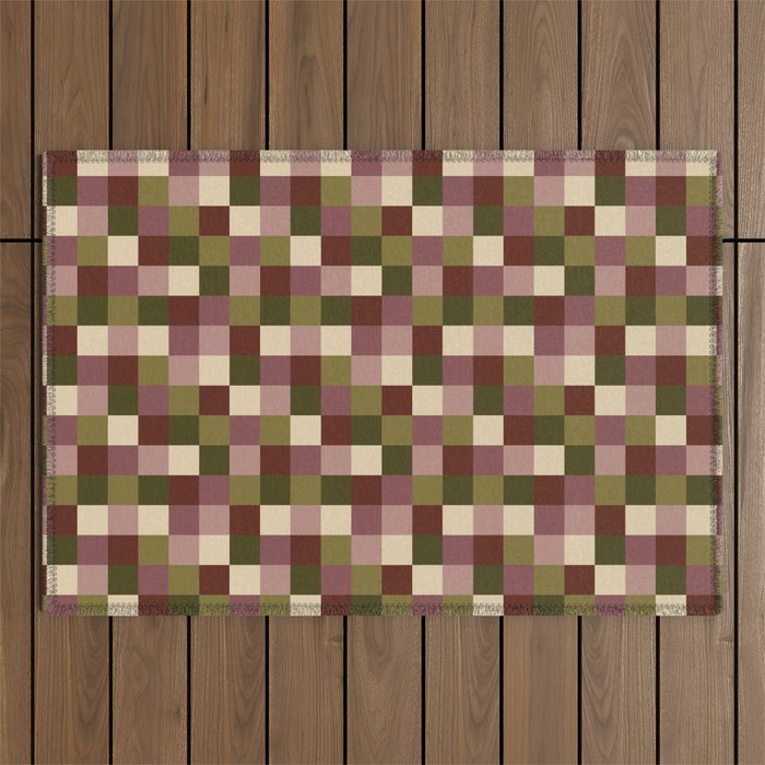 Bold Earthy Checks Pattern - Small V Outdoor Rug Gallery Image 1
