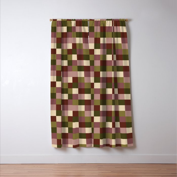Bold Earthy Checks Pattern - Small V Window Curtain Gallery Image 3